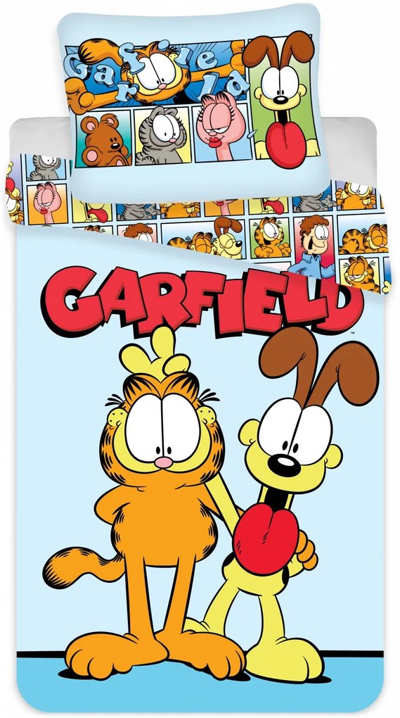 Posteľné obliečky do detskej postieľky kocúr Garfield - 100% bavlna - 40 x 60 + 100 x 135 cm