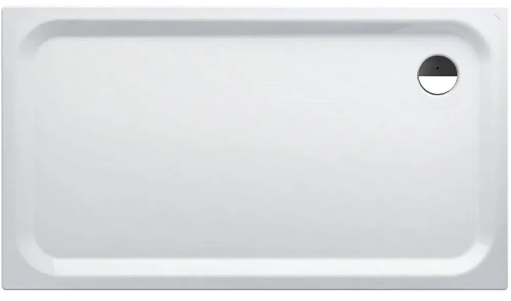LAUFEN Platina obdĺžniková sprchová vanička zo smaltovanej ocele, odtok v rohu, 1600 x 900 x 45 mm, biela, s protišmykom, H2150366000401