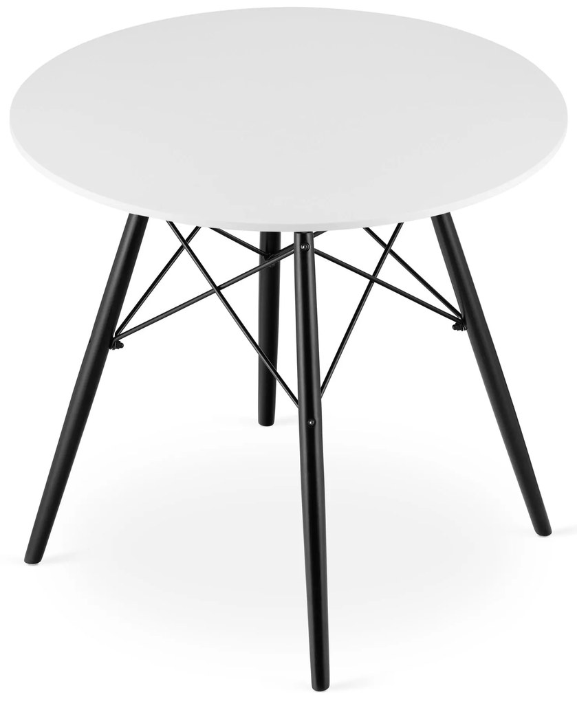 Dekorstudio Okrúhly jedálenský stôl 80cm - biely s čiernymi nohami