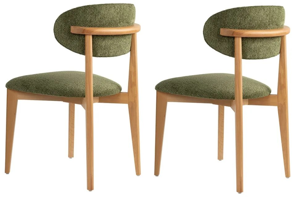 Súprava jedálenských stoličiek Lionte Green and Light Oak, 2 ks