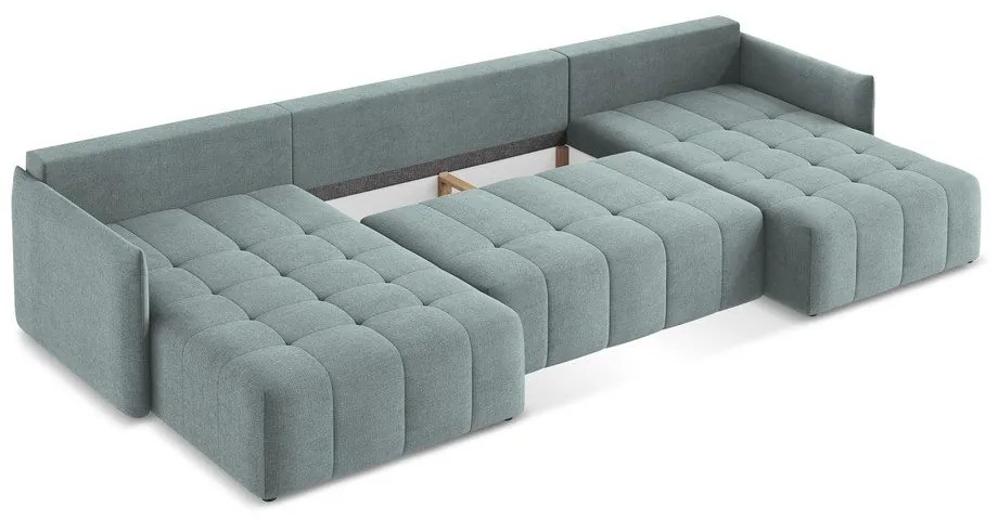 Modrá rozkladacia/s úložným priestorom rohová pohovka (do tvaru "U") Moku – Makamii