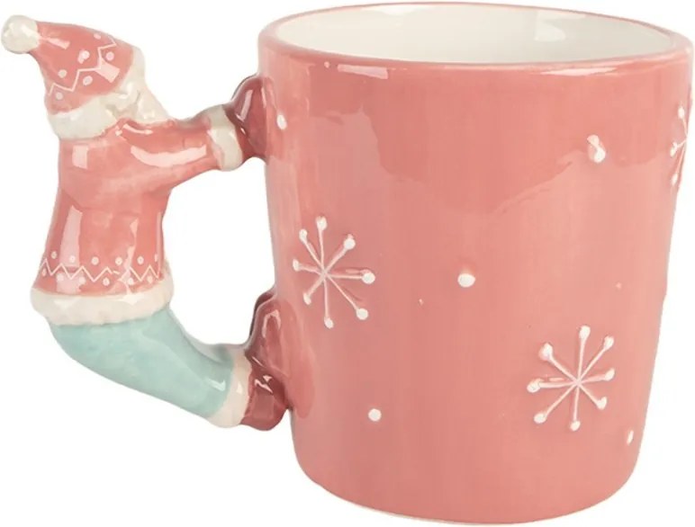 Ružový keramický hrnček Santa Claus - 15 * 10 * 11 cm / 400 ml