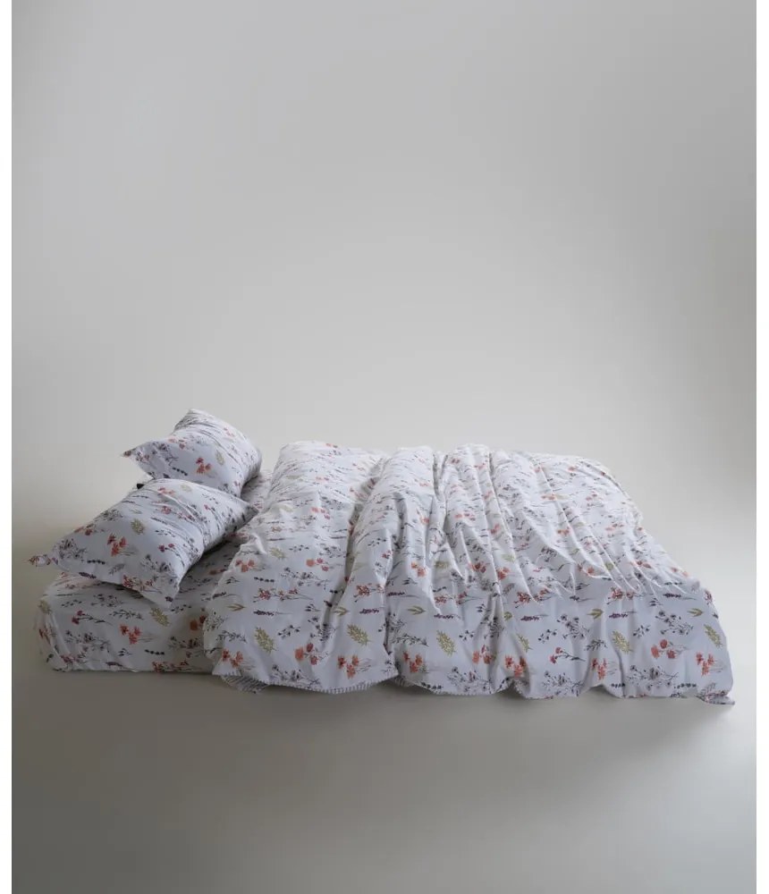 Biele obliečky na dvojlôžko/predĺžené z bavlny Renforcé 240x220 cm Floral Dance Autumn – Mila Home Luxury