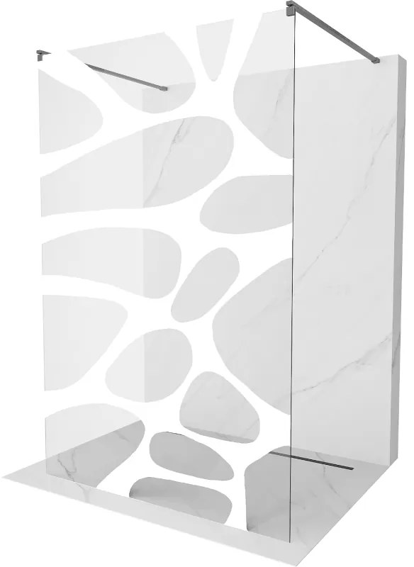 Mexen Kioto, sprchová zástena Walk-In 140 x 200 cm, 8mm číre sklo biely vzor, grafitový profil, 800-140-002-66-97