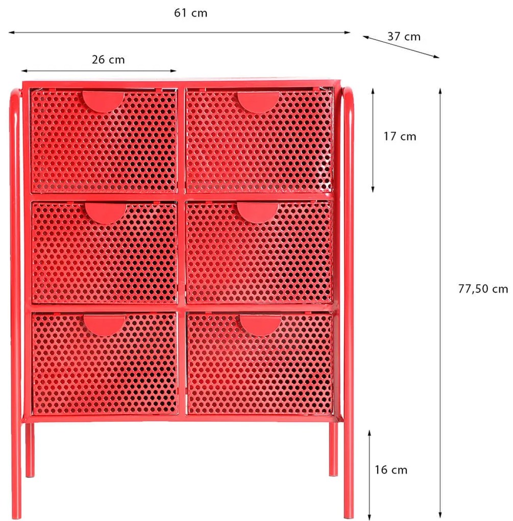 Nočný stolík verta 77.5 x 37 cm červený MUZZA