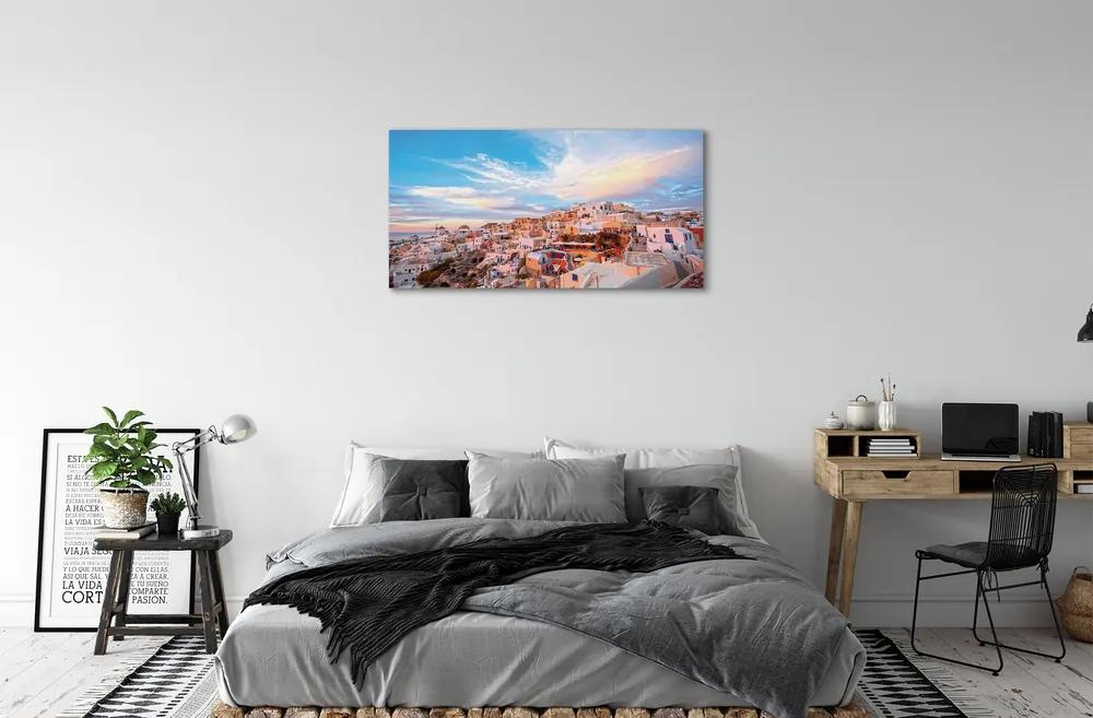 Obraz na plátne Grécko panorámu mesta západ slnka 120x60 cm