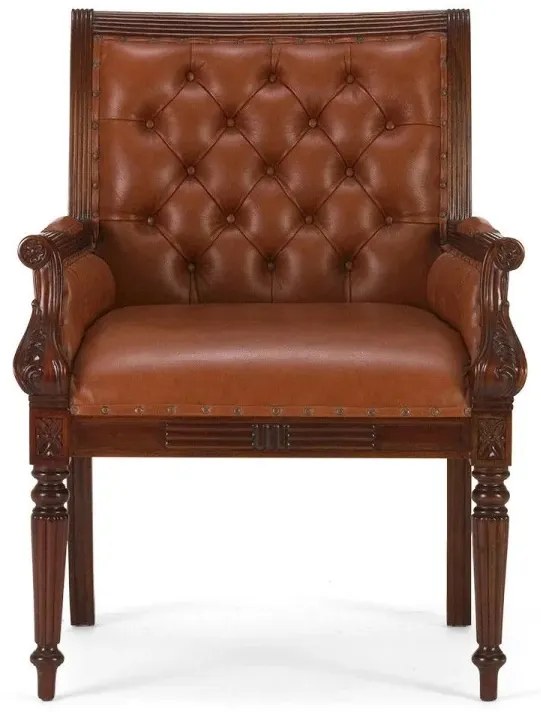 furniture-nabytek.cz - Kancelárske kreslo Camford II, masívna pravá koža, lakované, hnedé