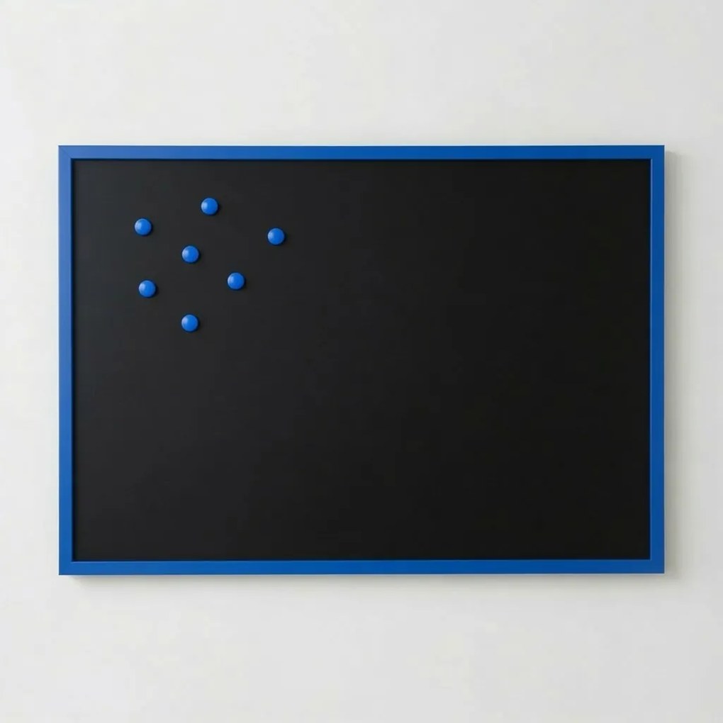 Toptabule.sk  Čierna magnetická popisná tabuľa v modrom drevenom ráme COLOR 100x40 cm