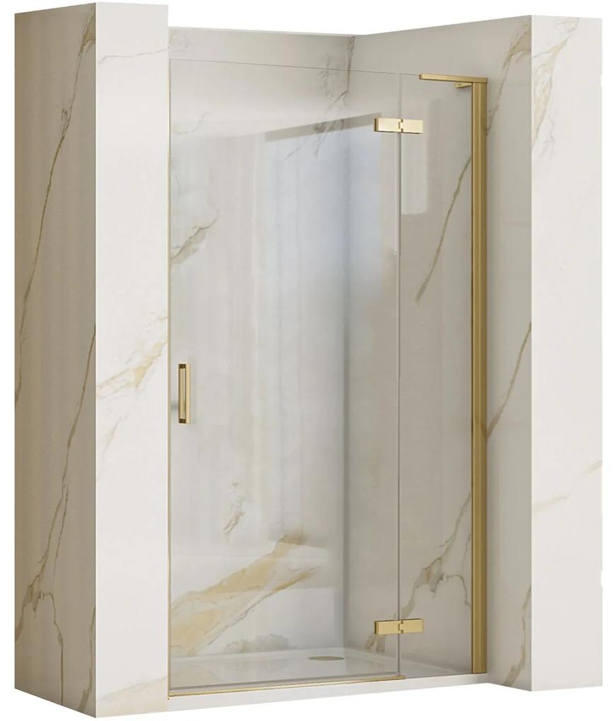 Rea Hugo, sprchové dvere 100x200 cm + bočný magnetický profil, zlatá matná, KPL-45202