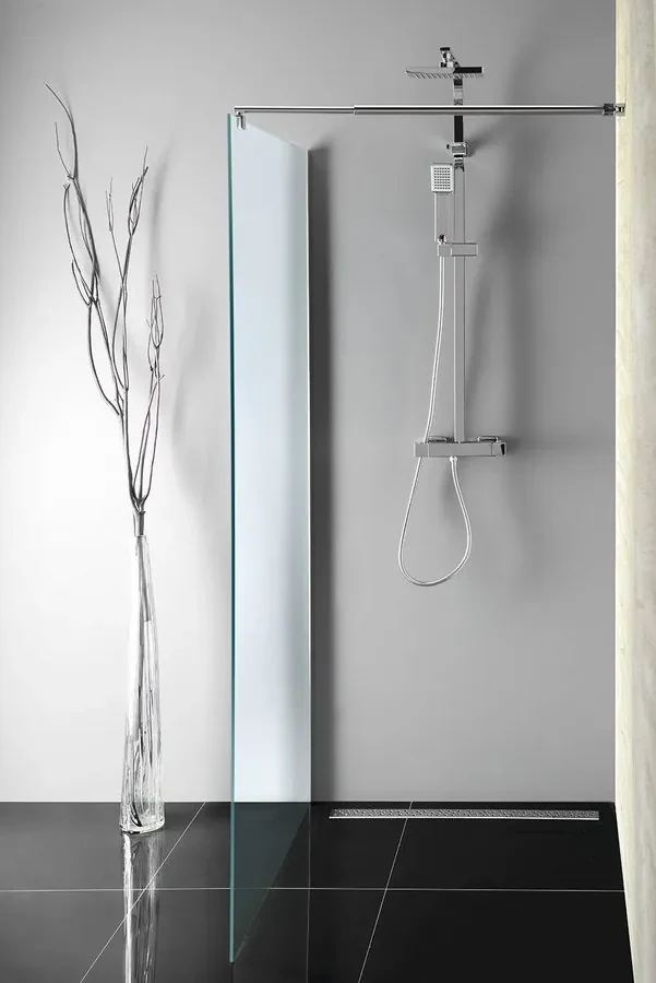 Aqualine Aqualine, WALK-IN stena na inštaláciu na múr so vzperou, jednodielna, 900 mm, sklo číre, WI091