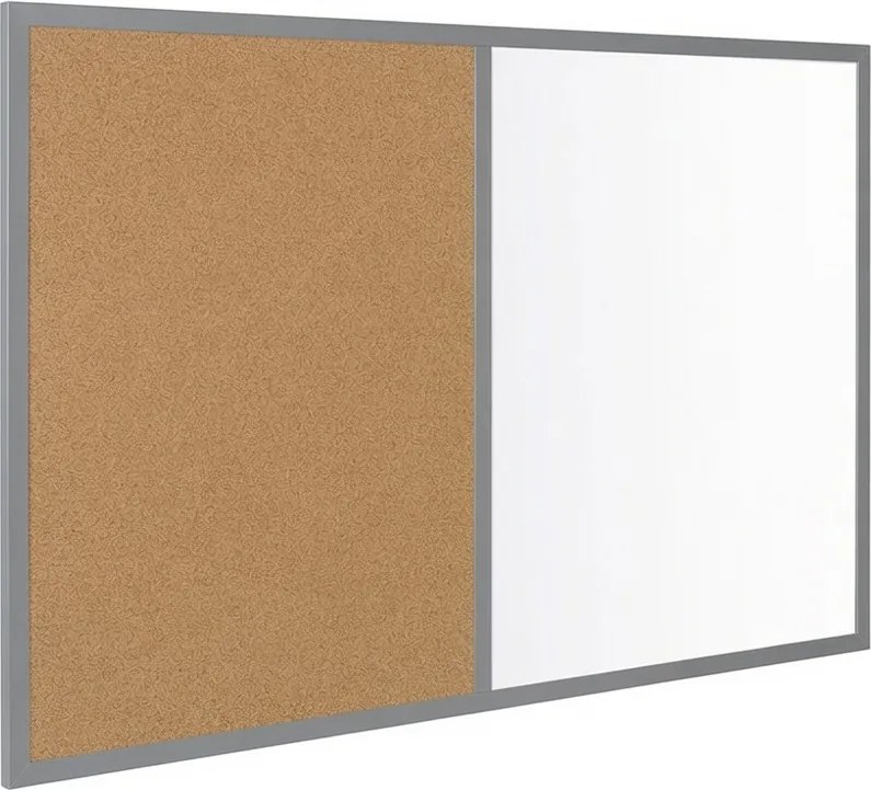 Toptabule.sk  Kombinovaná tabuľa biela v šedom drevenom ráme COLOR 120x90 cm