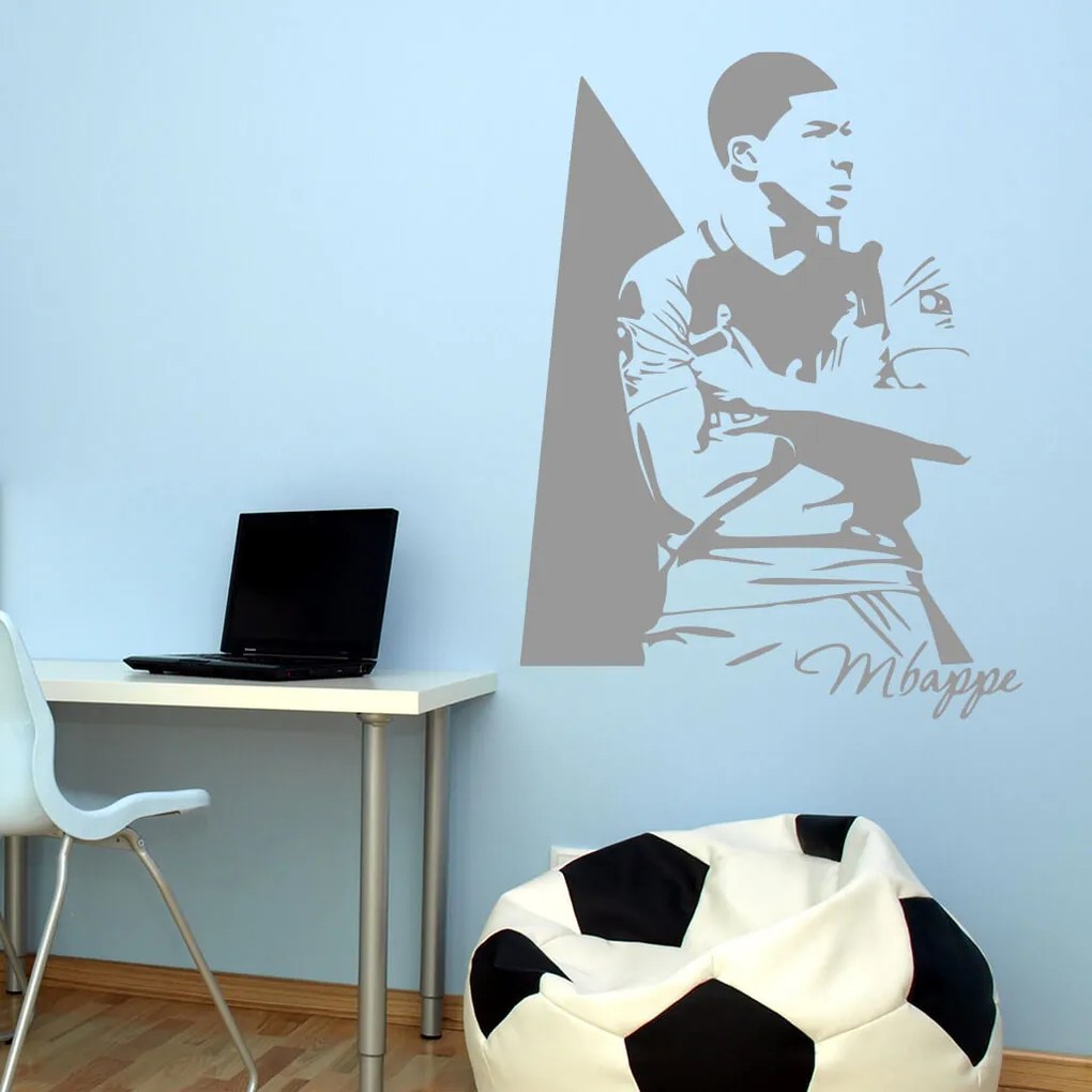 Veselá Stena Samolepka Kylian Mbappé Farba: černá, Veľkosť: 60 x 45 cm