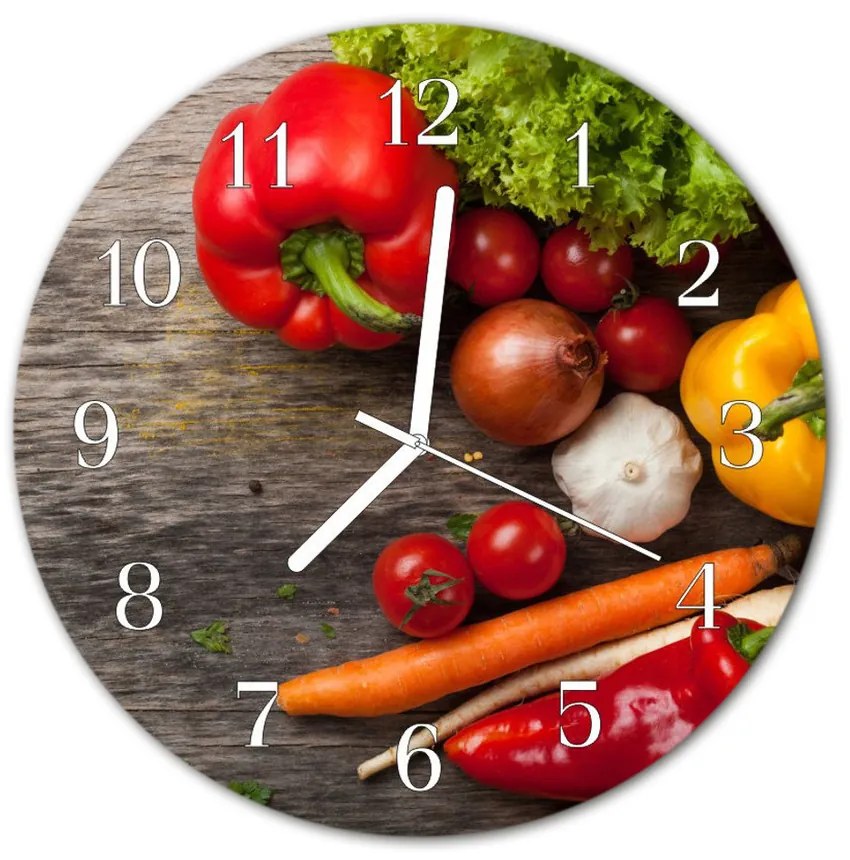 Nástenné sklenené hodiny Zeleninový fi 30 cm
