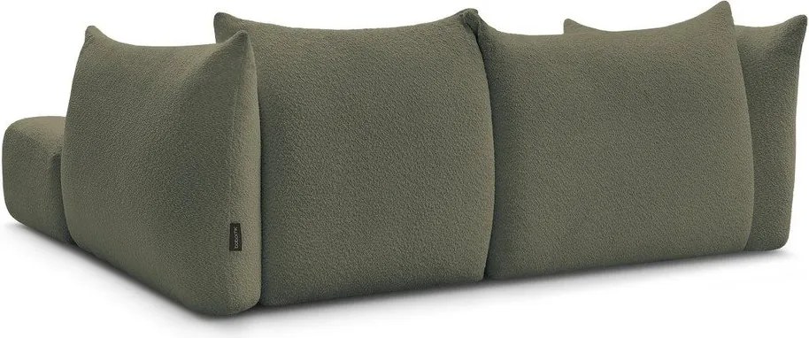 Zelená rohová pohovka z textílie buklé (pravý roh/s leňoškou) Azra – Bobochic Paris