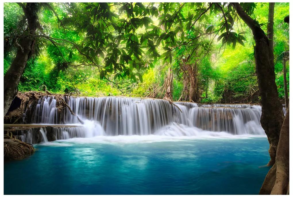 Gario Fototapeta Číry vodopád v džungli Veľkosť: 536 x 240 cm, Materiál: Vliesová