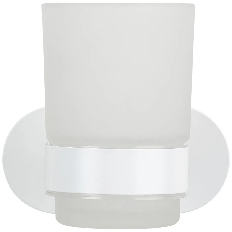 Biely samodržiaci sklenený téglik na zubné kefky Orea – Wenko