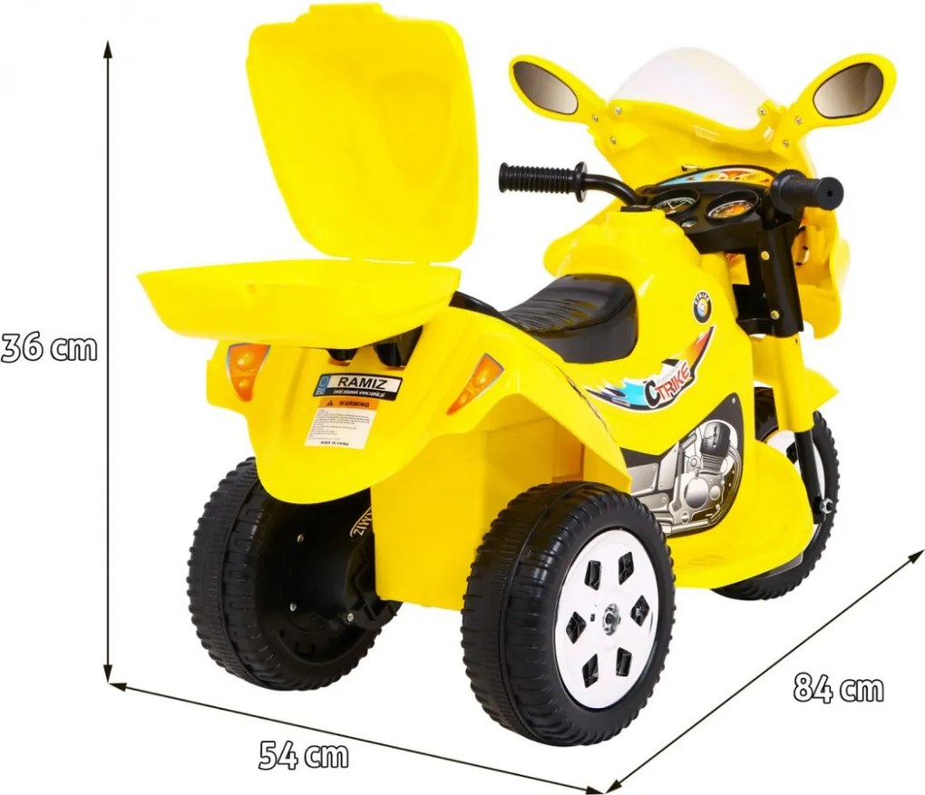 Ramiz Trojkolka BJX-088 elektrická motorka pre najmenších Žltá + zvuky + svetlá