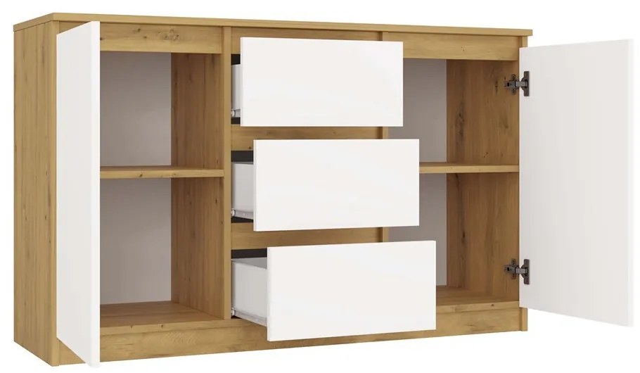 Komoda Malwa 2D3S 120 cm dub artisan/bílá
