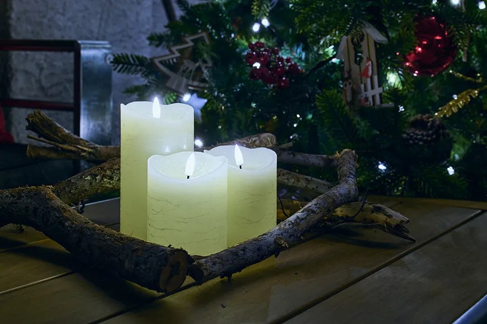 DECOLED LED sviečka, vosk, 8 x 10 cm, mandľová