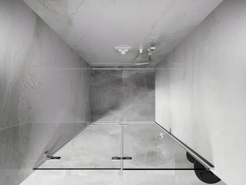 Mexen, Mexen Lunar-F skladacie ľavé sprchové dvere 90 cm, transparentné, biele - 836-090-000-20-00-L