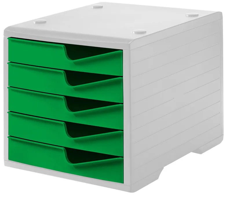 Triediaci box, 5 zásuviek, sivá/zelená