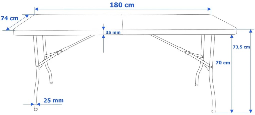 Cateringový stôl FETA 180 cm čierny