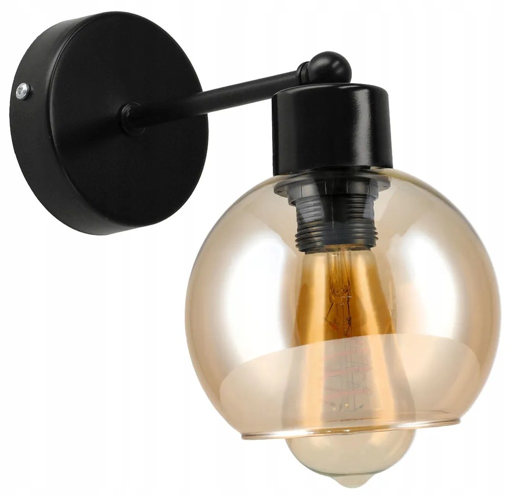BERGE Sklenená LED nástenná lampa 1xE27 - jantárová farba
