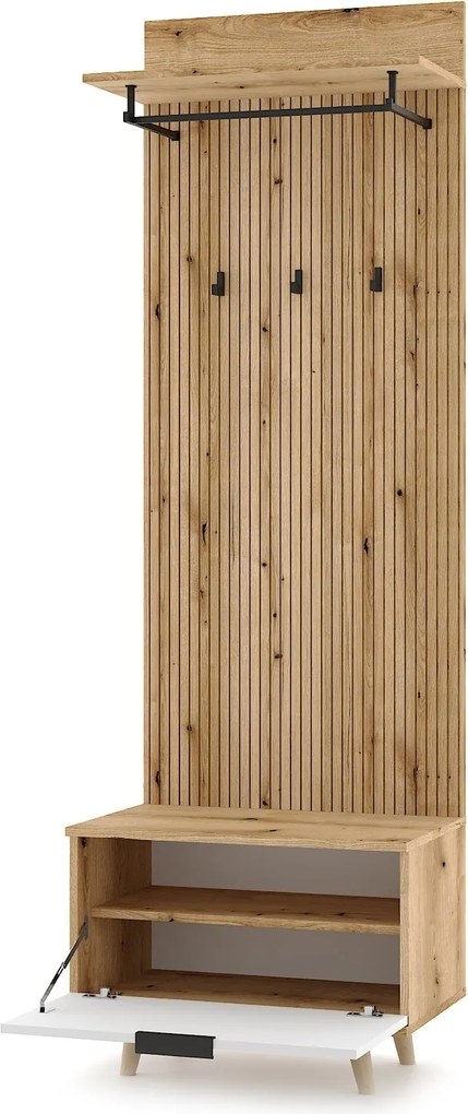 Předsíňová stěna Nordic 65 cm dub Evoke/bílá