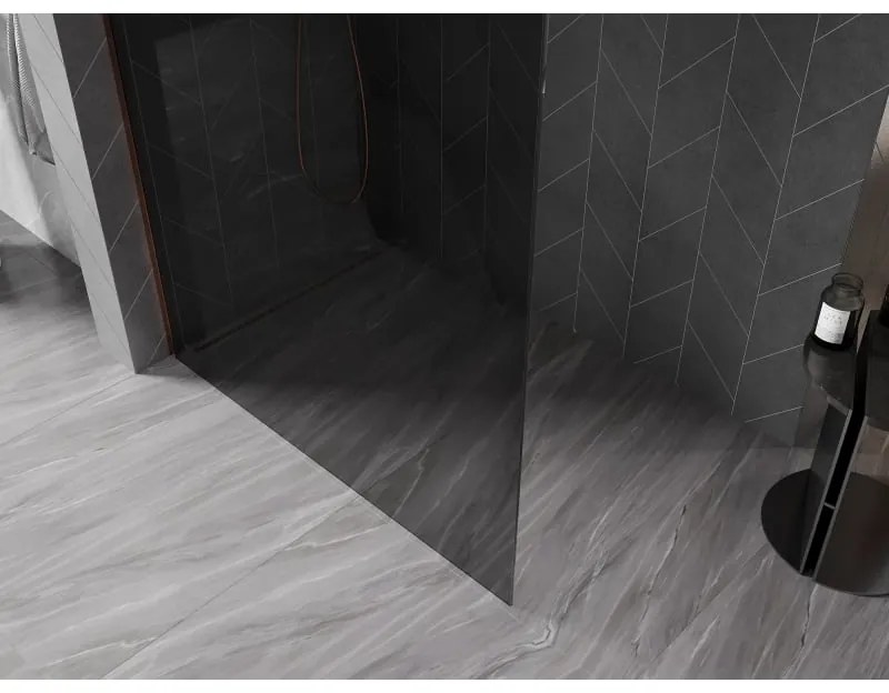 Mexen, Mexen Kioto-X sprchová stena 80 x 200 cm, grafit 10 mm, ružové zlato - 800-080-101-60-40-X