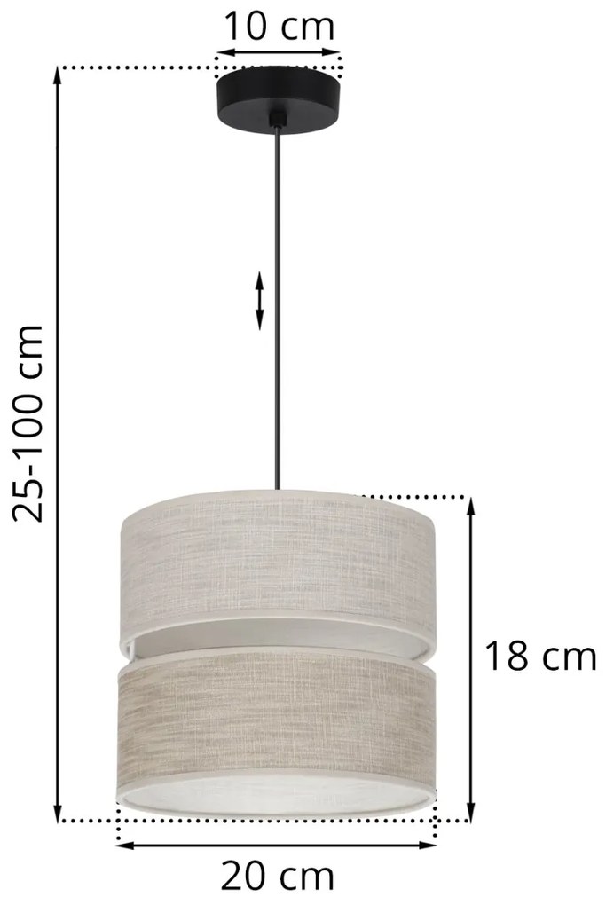 Závesné svietidlo Len, 1x béžové/svetlobéžové textilné tienidlo, (fi 20 cm), b