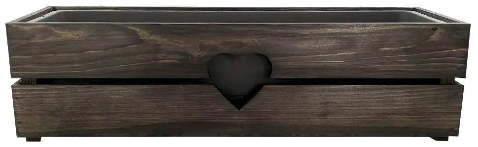 AMADEA Drevený obal s hrantíkom so srdcom tmavý, 62x21,5x17cm Český výrobok