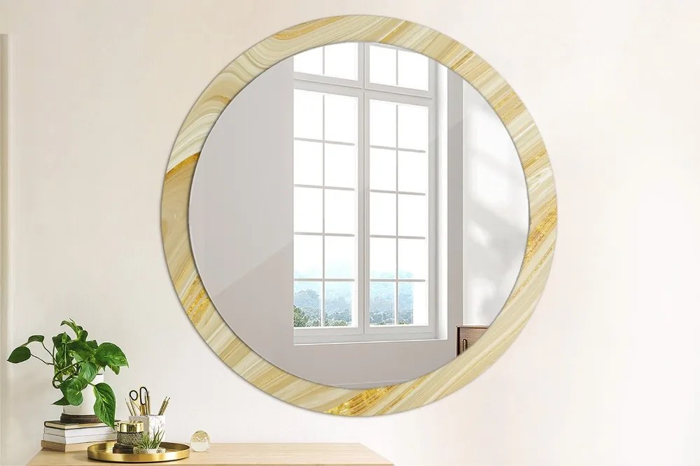 Okrúhle ozdobné zrkadlo Zlatý abstrakt fi 100 cm