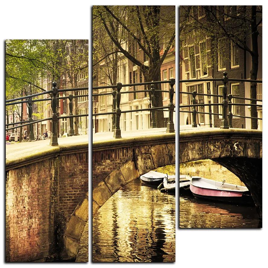 Obraz na plátne - Romantický most cez kanál - štvorec 3137C (105x105 cm)