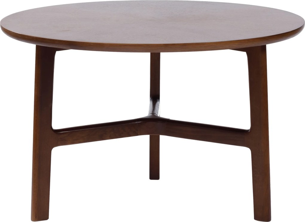 Mazzoni BELLUNO Prírodný orech (tmavohnedá) - DREVENÝ KONFERENČNÝ STOLÍK Ø65 cm OKRÚHLY MODERN CLASSIC