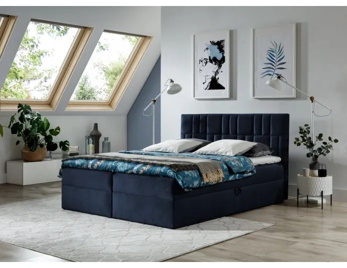 Kontinentálna posteľ 200x200 IVANA 3 - modrá + topper ZDARMA