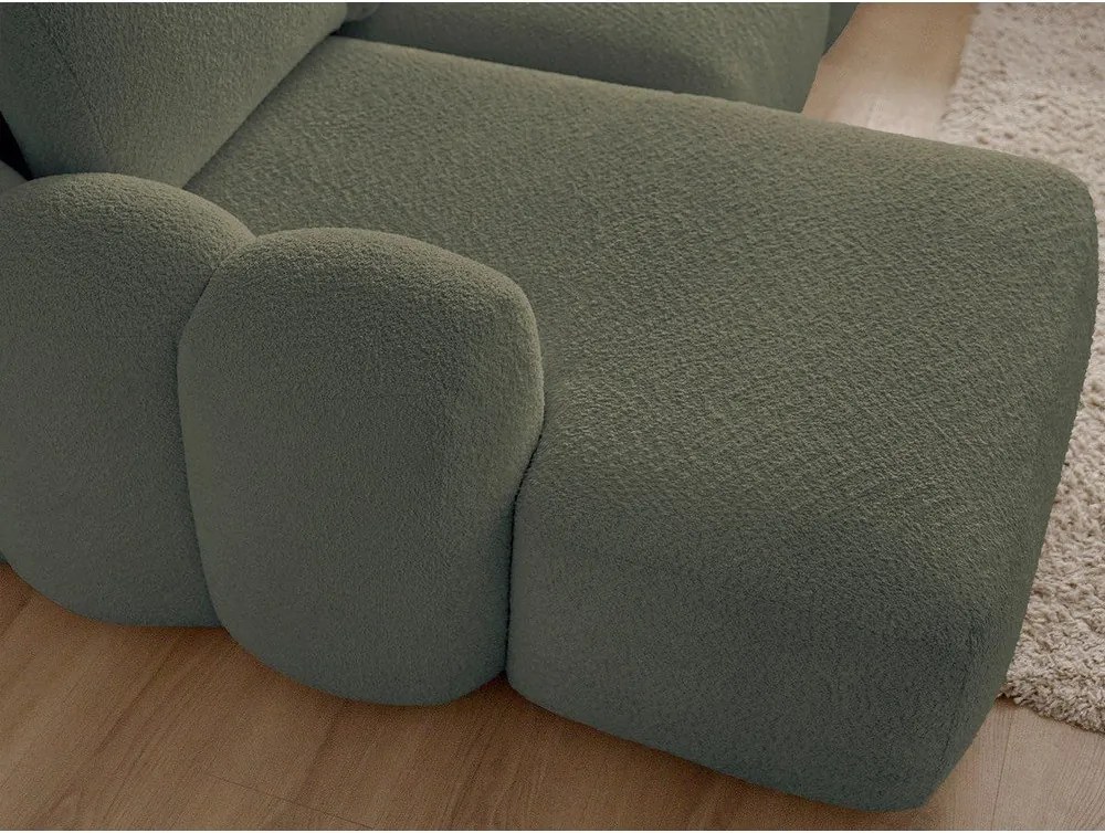 Zelená rozkladacia/s úložným priestorom rohová pohovka z textílie buklé (ľavý roh/s leňoškou) Montaigne – Bobochic Paris