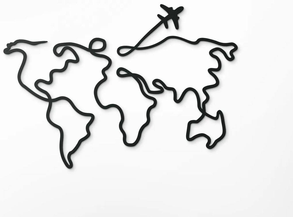 drevko Minimalistický obraz Mapa sveta - line art Rozmer obrazu: 45,5 x 65 cm, Farba dekorácie: Čierna