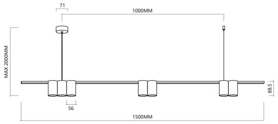 Luster na lanku GENESIS 7xGU10/8W/230V biela