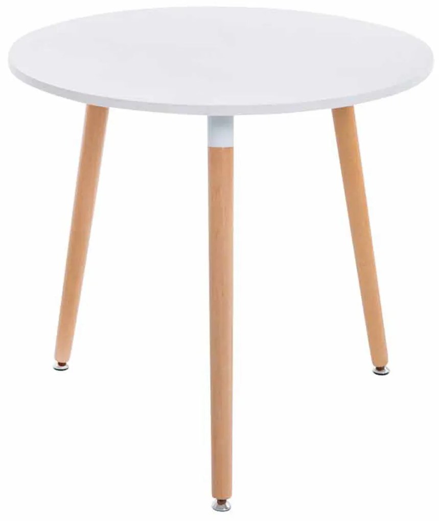 Jedálenský stôl okrúhly Angar, nohy natura - v75 x Ø80 cm - Biela