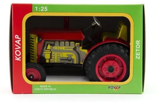 Traktor Zetor červený na klíček kov 14cm 1:25 v krabičce Kovap