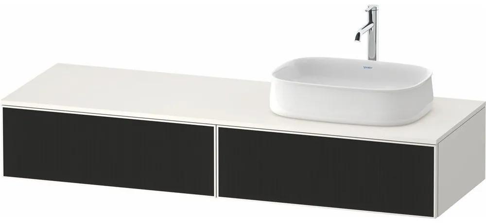 DURAVIT Zencha závesná skrinka pod umývadlo na dosku (umývadlo vpravo), 2 zásuvky, 1600 x 550 x 281 mm, čierna líniová štruktúra/biela super matná, ZE4814R63840000