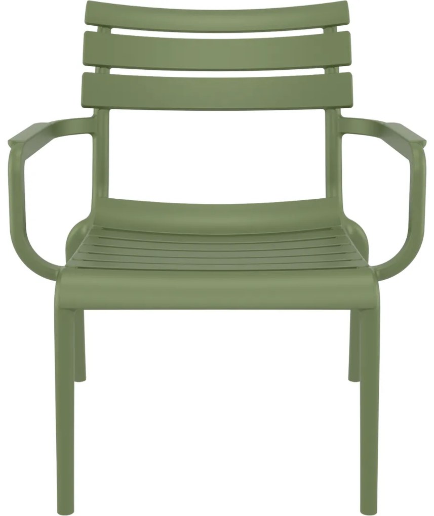 PARIS záhradné lounge kreslo s podrúčkami olive green
