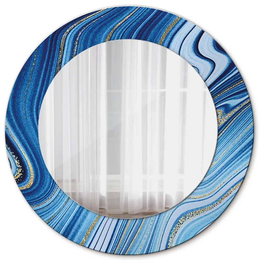 Modrý mramor Okrúhle dekoračné zrkadlo