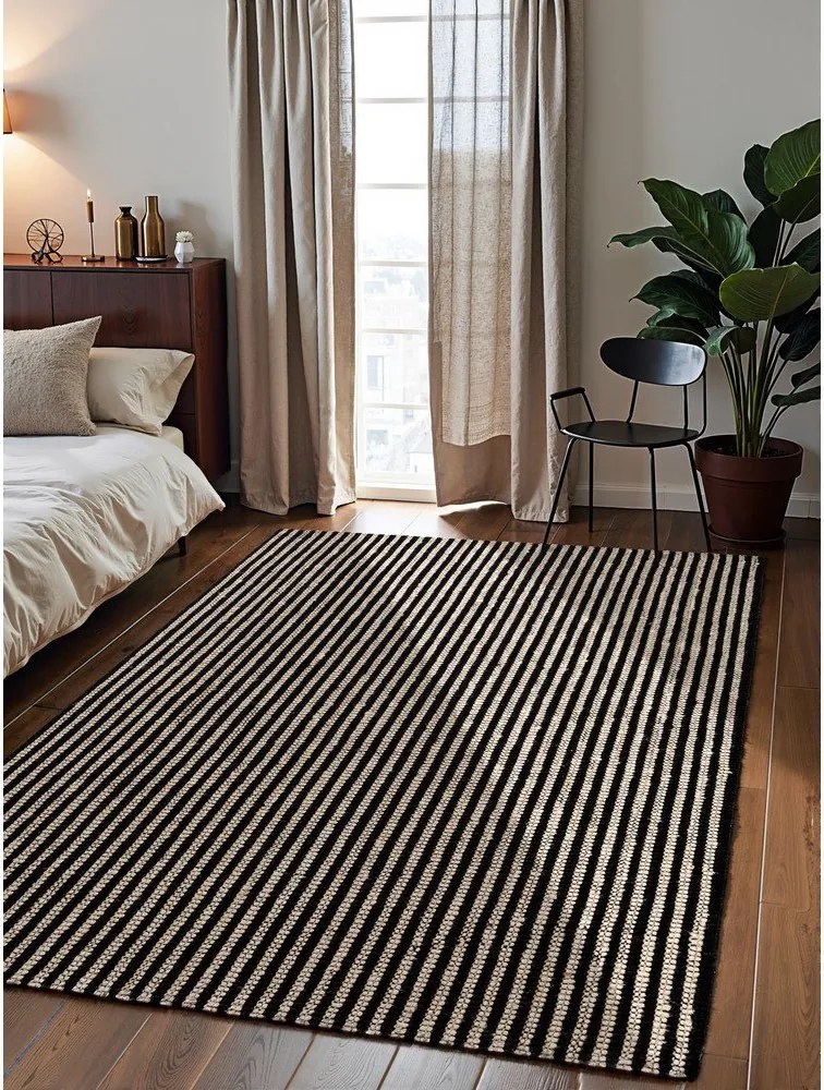 Čierny ručne tkaný jutový koberec 160x230 cm Harvest Ebony – Elle Decoration