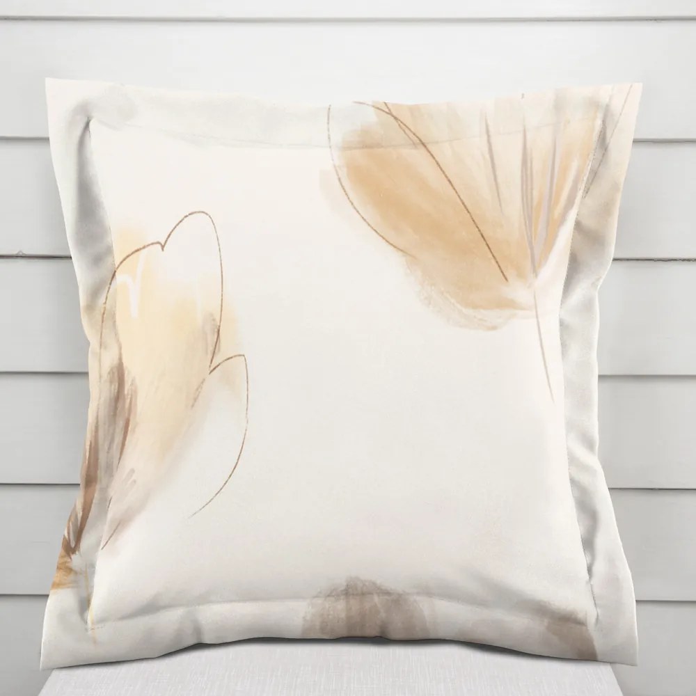 Biante Dekoračná obliečka na vankúš s lemom PM-109 Akvarelové tulipány na krémovom 30 x 50 cm