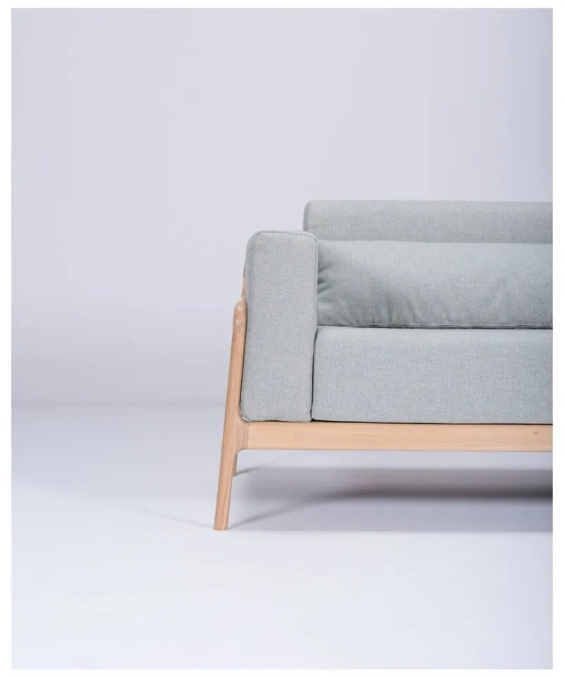 Modrosivá pohovka s konštrukciou z masívneho dubového dreva Gazzda Fawn, 210 cm