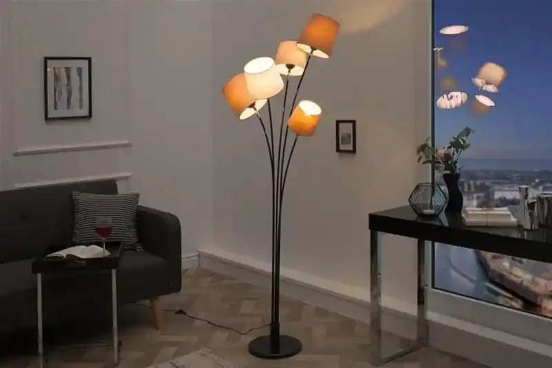 Invicta Interior - Dizajnová stojanová lampa LEVELS 176 cm biela, béžová,  hnedá | BIANO