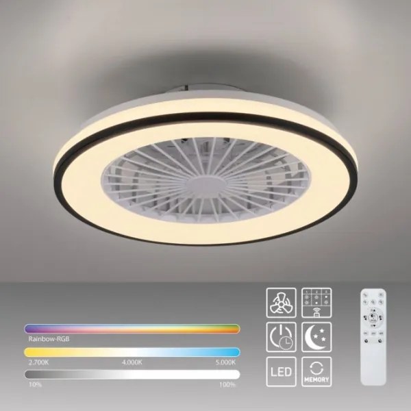 JUST LIGHT. 14447-18 - LED RGBW stmievateľný stropný ventilátor LENO LED/44W/230
