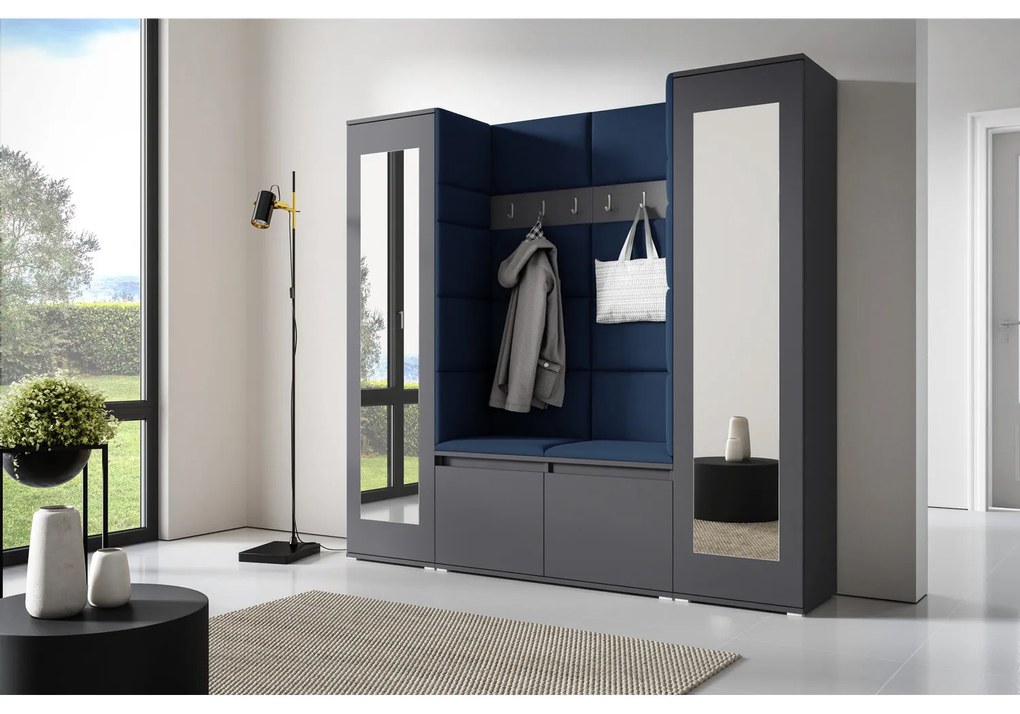 Predsieňová stena AMI 31 So zrkadlom Grafit Námornícka modrá