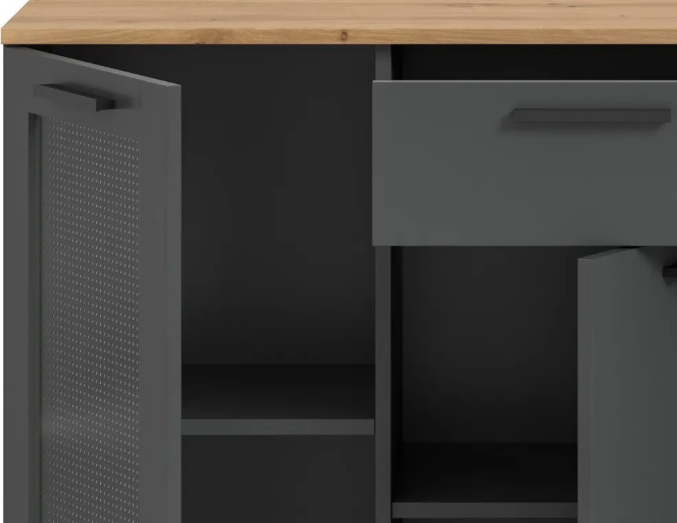 Komoda so šuplíkom Niklas, 120 cm, šedá/dub artisan